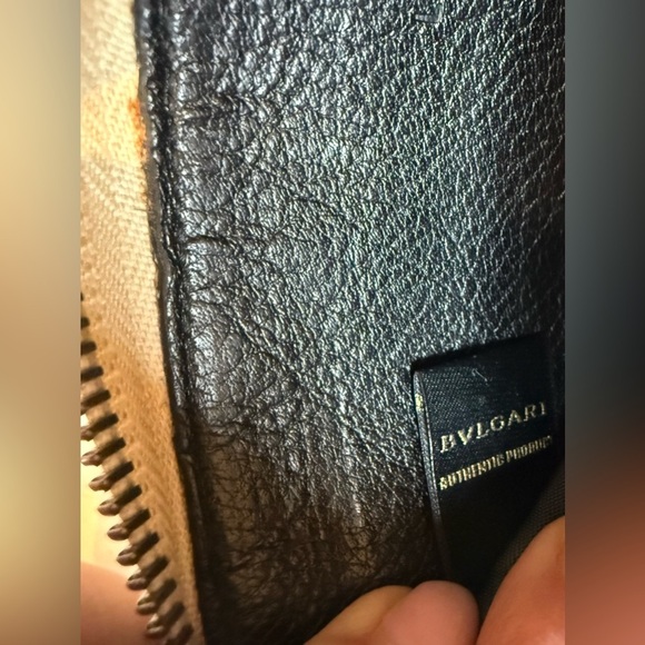 Authentic Bvlgari Tan Canvas (Leather Interior) Zip Around Wallet / Clutch - Picture 5 of 5